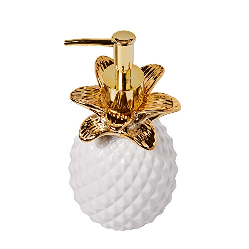 SKL Home by Saturday Knight Ltd. Gilded Pineapple Soap Dispenser, White/Gold