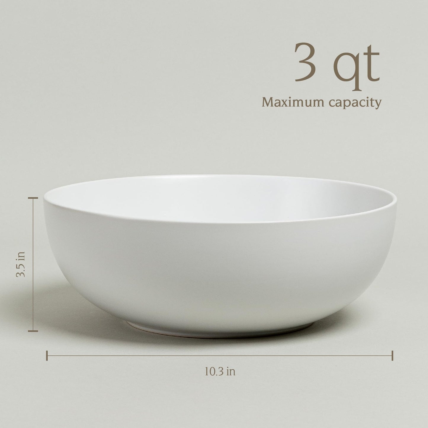 over&back Coupe Low Serving Bowl - Stoneware Dishes - All-Occasion Place Settings - 3.23qt - Semi-Matte White