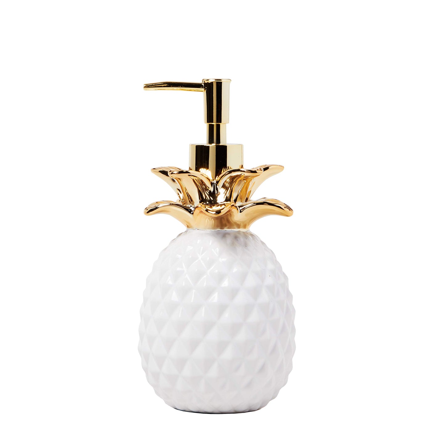 SKL Home by Saturday Knight Ltd. Gilded Pineapple Soap Dispenser, White/Gold