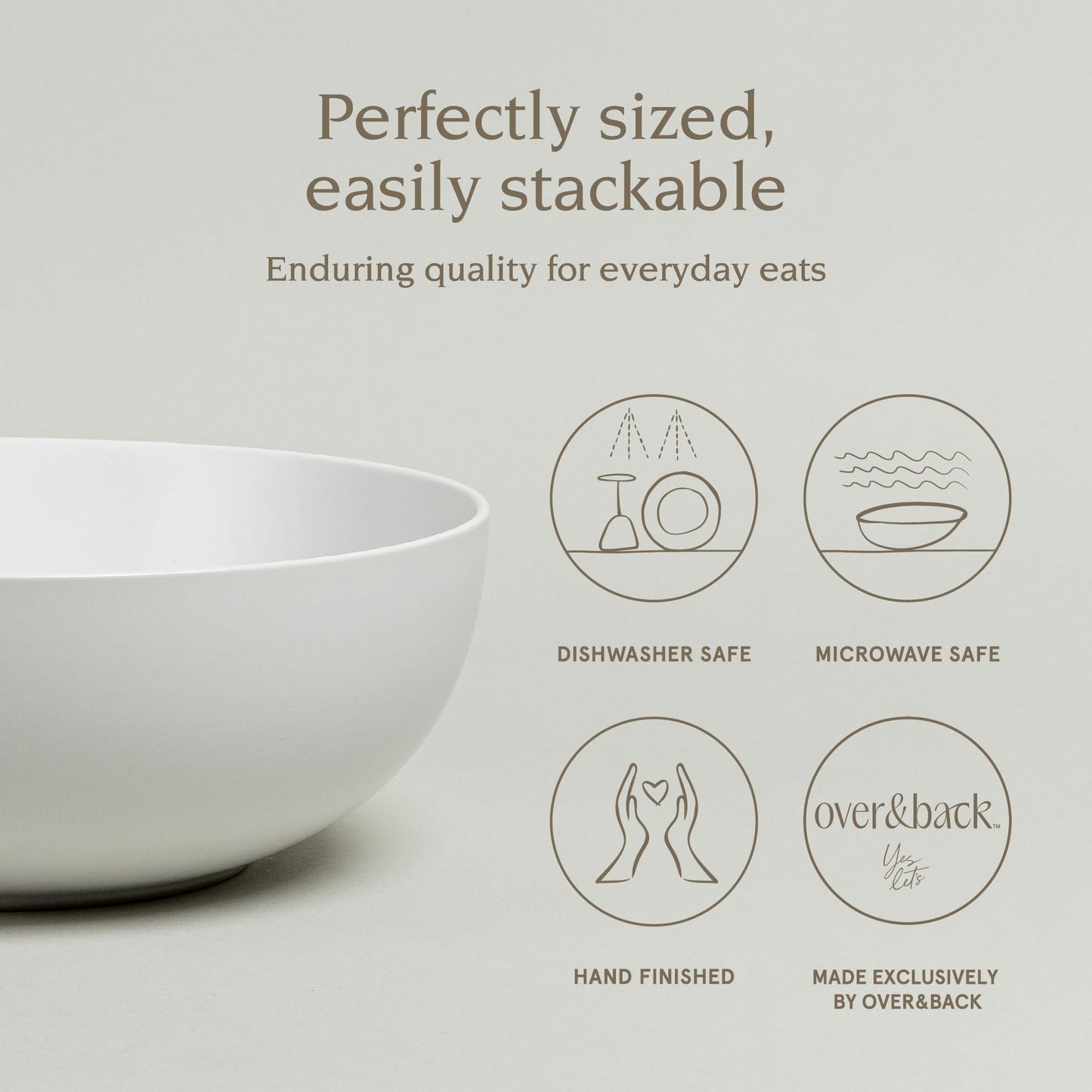 over&back Coupe Low Serving Bowl - Stoneware Dishes - All-Occasion Place Settings - 3.23qt - Semi-Matte White