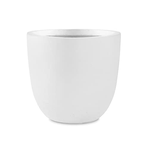 Kante 18" Dia. Large Pure White Concrete Planter, Outdoor Indoor Modern Round Plant Pots, Lightweight, Heavy Duty, Weather Resistant, Seamless with Drainage Hole (RC0050C-C80011)