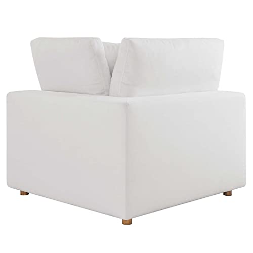 Modway Commix Down-Filled Overstuffed Upholstered 4-Piece Sectional Sofa in Pure White