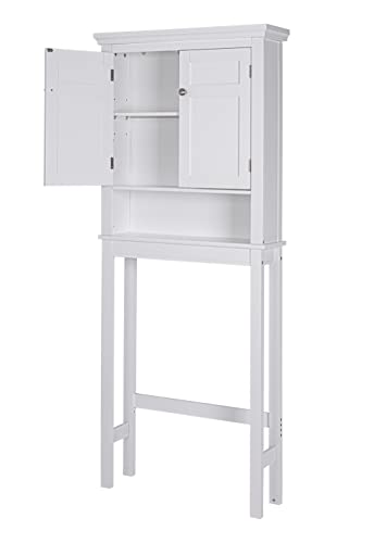 Spirich Over The Toilet Storage Cabinet, Bathroom Shelf Over The Toilet, Over Toilet Bathroom Organizer (White)