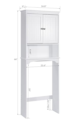 Spirich Over The Toilet Storage Cabinet, Bathroom Shelf Over Toilet, Bathroom Storage Cabinet Organizer, White