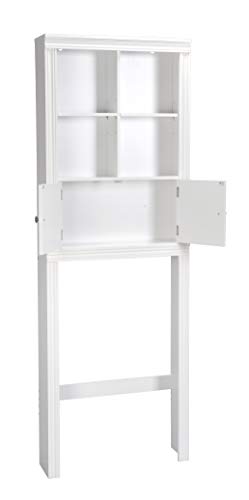 Spirich Over The Toilet Storage Cabinet, Above Toilet Storage Cabinet with Doors, Freestanding Bathroom Space Saver, White