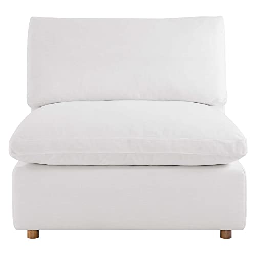 Modway Commix Down-Filled Overstuffed Upholstered 4-Piece Sectional Sofa in Pure White