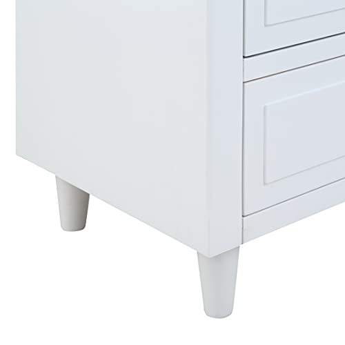 EPOFIT 3 Drawer Wooden Nightstand Set of 2, White Wood Bedside Table with Solid Pine Wood Legs, 3 Drawers Dresser Side End Table Cabinet Drawers Chest for Bedroom, Living Room, Fully Assembled