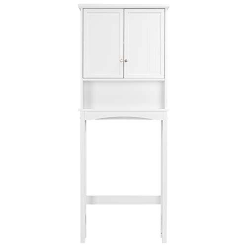 UTEX Bathroom Storage Over The Toilet, Bathroom Cabinet Organizer with Adjustable Shelves and Double Doors, White