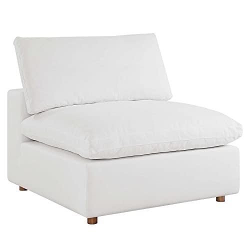 Modway Commix Down-Filled Overstuffed Upholstered 4-Piece Sectional Sofa in Pure White