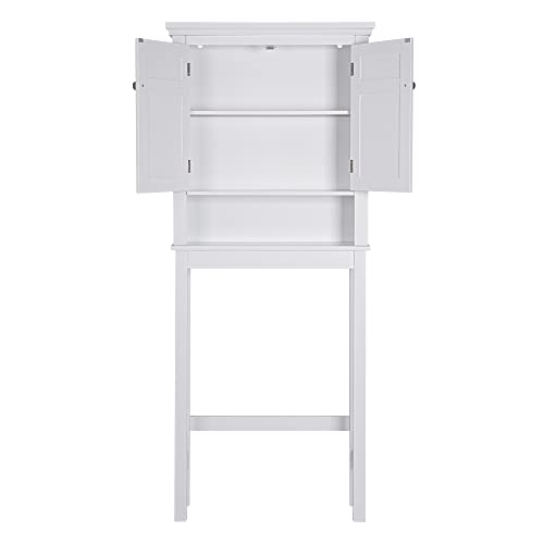 Spirich Over The Toilet Storage Cabinet, Bathroom Shelf Over The Toilet, Over Toilet Bathroom Organizer (White)