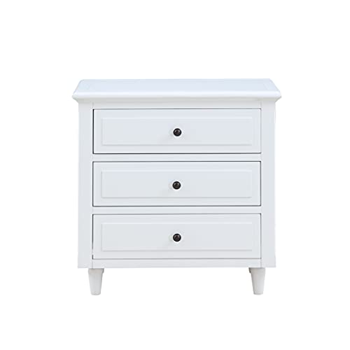 EPOFIT 3 Drawer Wooden Nightstand Set of 2, White Wood Bedside Table with Solid Pine Wood Legs, 3 Drawers Dresser Side End Table Cabinet Drawers Chest for Bedroom, Living Room, Fully Assembled