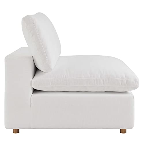 Modway Commix Down-Filled Overstuffed Upholstered 4-Piece Sectional Sofa in Pure White