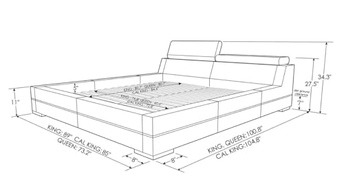 Zuri Hera White Leather Platform Bed - California King