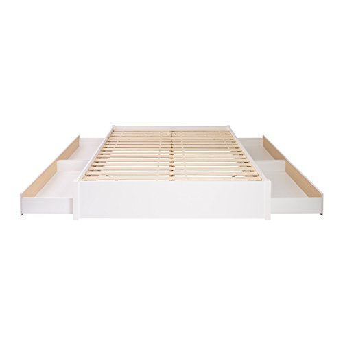 Prepac Select King 4-Post Raised Platform 4-Drawer Storage Bed, Modern King Storage Bed with Drawers 83" D x 79" W x 16" H, White, WBSK-1302-4K