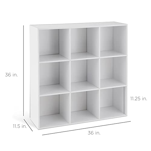 Best Choice Products 9-Cube Storage Shelf Organizer Bookshelf System, Display Cube Shelves Compartments, Customizable w/ 3 Removable Back Panels - White