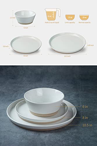 Famiware Saturn Dinnerware Sets, 12 Piece Dish Set, Plates and Bowls Sets for 4, White