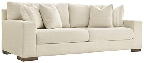 Signature Design by Ashley Maggie Contemporary Upholstered Sofa with Accent Pillows, Off-White