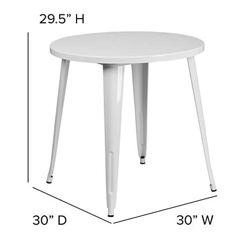 Flash Furniture Jeffrey Commercial Grade 30" Round White Metal Indoor-Outdoor Table