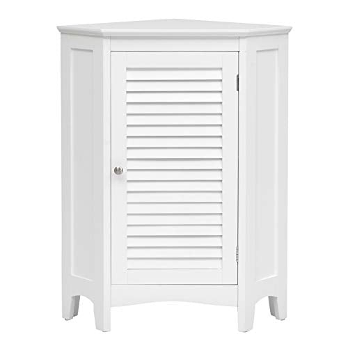 Tangkula Corner Bathroom Cabinet with Single Shutter Door & 2 Shelves, Freestanding Floor Corner Cabinet, Home Storage Cabinet for Bathroom Kitchen Living Room Bedroom (White)