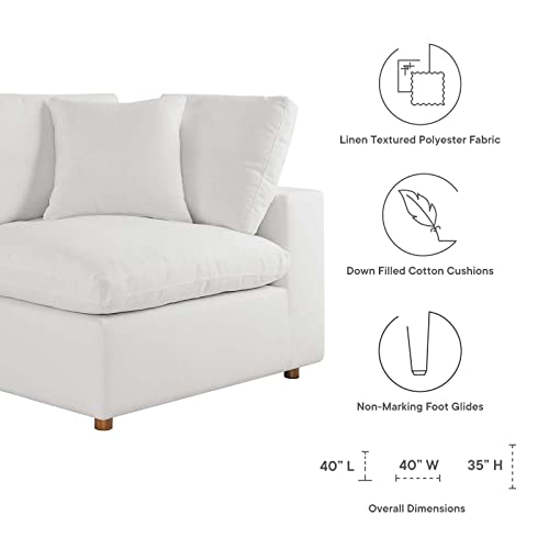 Modway Commix Down-Filled Overstuffed Upholstered 4-Piece Sectional Sofa in Pure White