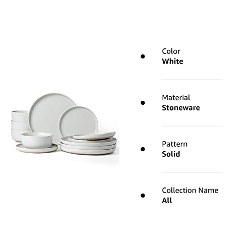 Famiware Milkyway Plates and Bowls Set, 12 Pieces Dinnerware Sets, Dishes Set for 4, White