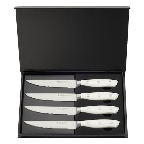 HENCKELS Forged Accent Razor-Sharp Steak Knife Set of 4, White, German Engineered Knife Informed by over 100 Years of Mastery