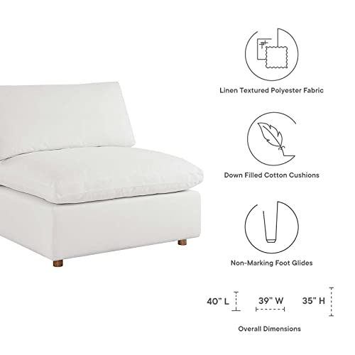 Modway Commix Down-Filled Overstuffed Upholstered 4-Piece Sectional Sofa in Pure White