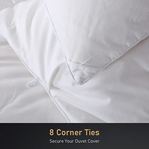 DWR Pinch Pleat Goose Feathers Down Comforter King Size, Ultra Soft Cotton Blend Cover, Luxury Fluffy Duvet Insert with 8 Corner Tabs, All-Season Medium Warm Bed Comforter(White, 106"x90")