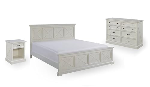 Seaside Lodge White King Bed, Night Stand, and Chest by Home Styles