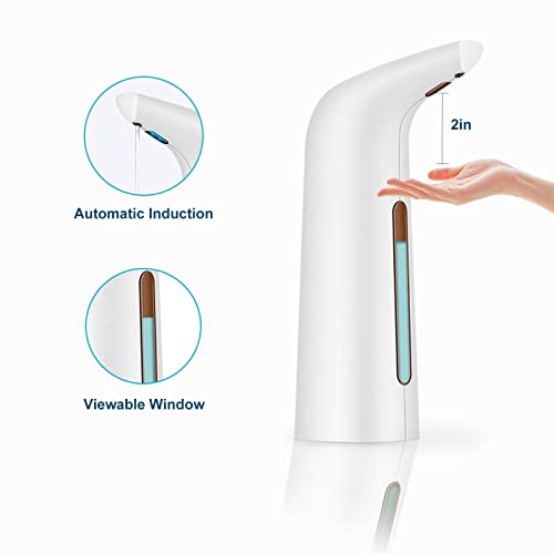 Automatic Soap Dispenser Touchless, TUMAN Pro Battery Operated Electric 14oz/400ml Liquid Hand Soap Dispenser with Motion Sensor, Suitable for Kitchen Bathroom Hotel, IPX6 Waterproof(White)…