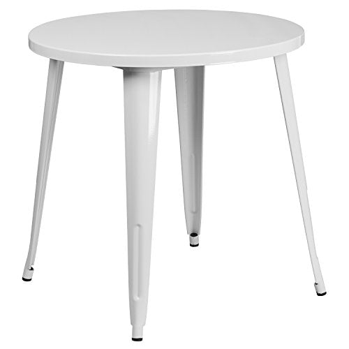 Flash Furniture Jeffrey Commercial Grade 30" Round White Metal Indoor-Outdoor Table