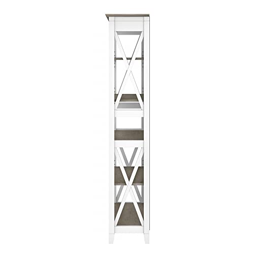 Bush Furniture BSH24470221 Key West 5-Shelf 66-Inch H Bookcase, Shiplap Gray/Pure White