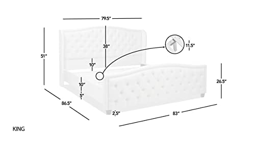 Jennifer Taylor Home Marcella Platform, King, Antique White Polyester