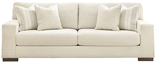 Signature Design by Ashley Maggie Contemporary Upholstered Sofa with Accent Pillows, Off-White