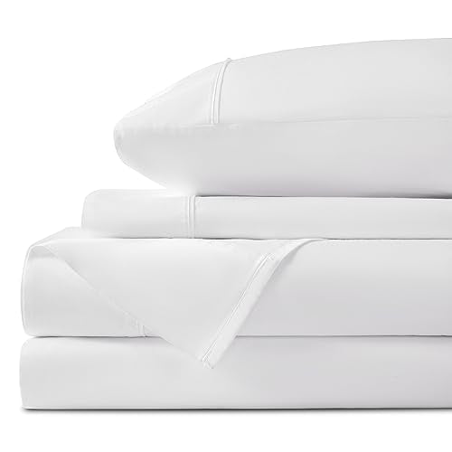 LBRO2M 100% Egyptian Cotton 1200 Thread Count Sheets Set King Size,Bed Sheet 4 Piece Sets,16 inches Deep Pocket,All Season,Bedding Super Soft (White)