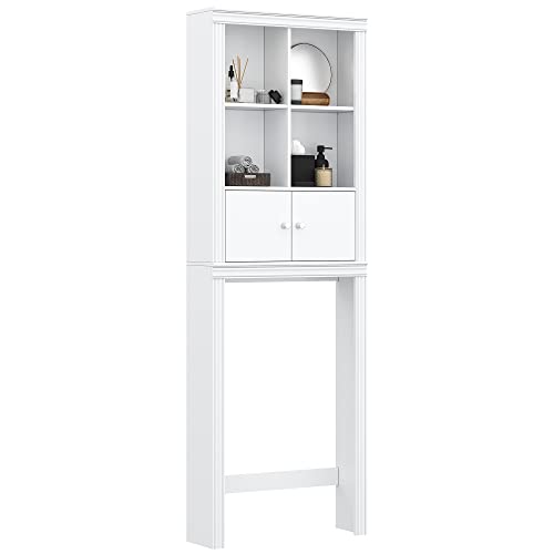 Spirich Over The Toilet Storage Cabinet, Above Toilet Storage Cabinet with Doors, Freestanding Bathroom Space Saver, White