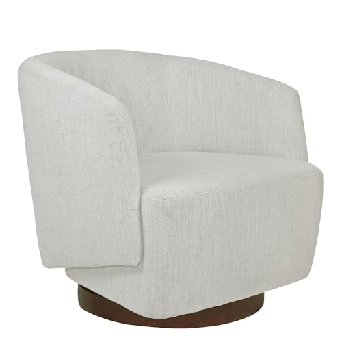 MINCETA Accent Chair,Modern Swivel Chairs for Living Room and Bedroom Reading with Wood Base,Performance Fabric in Ivory