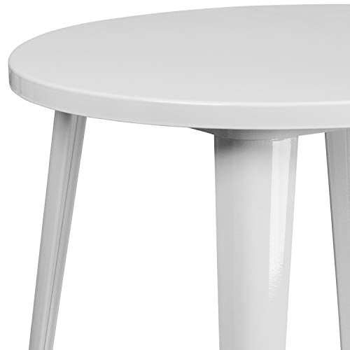 Flash Furniture Jeffrey Commercial Grade 30" Round White Metal Indoor-Outdoor Table