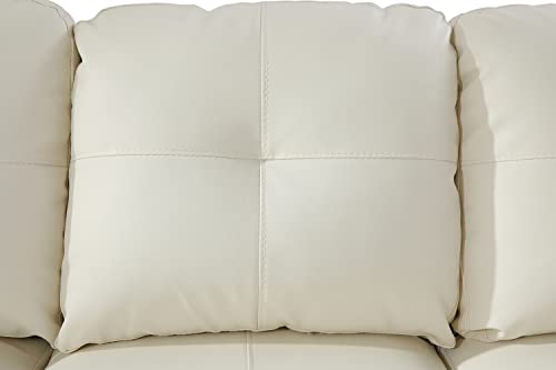 SIENWIEY White Sectional Sofa for Living Room,Faux Leather L Shape Sectional Couches for Living Room Set with Chaise and Storage Ottoman for Living Room Furniture Sets(White,Right Chaise)