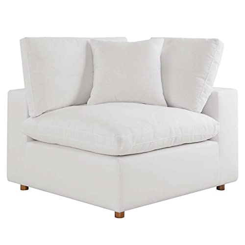 Modway Commix Down-Filled Overstuffed Upholstered 4-Piece Sectional Sofa in Pure White