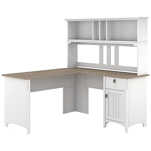 Bush Furniture Salinas Home Office Desk, 60W, Pure White and Shiplap Gray