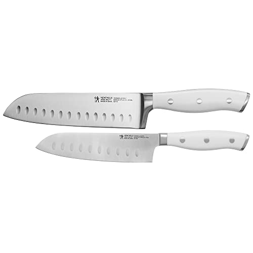 HENCKELS Forged Accent Razor-Sharp 2-pc Santoku Knife Set, White Handle, German Engineered Informed by 100+ Years of Mastery