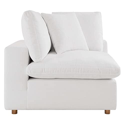 Modway Commix Down-Filled Overstuffed Upholstered 4-Piece Sectional Sofa in Pure White