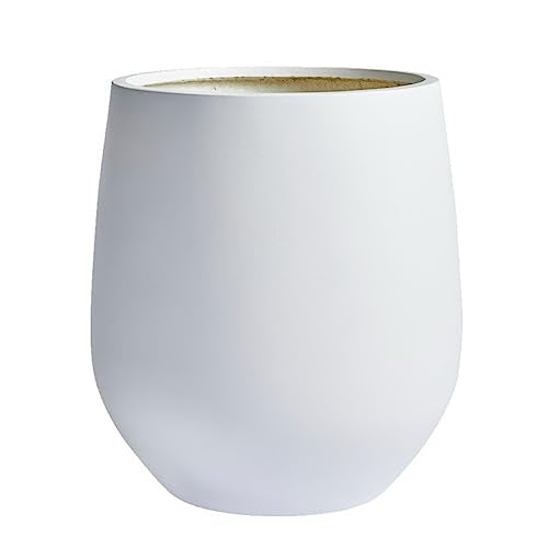 DTY Signature Mount Wilson 1-Piece Fiberstone Tapered Planter for Indoor/Outdoor, White, 16.7" H x 15" Dia (11.7" Opening) - Medium