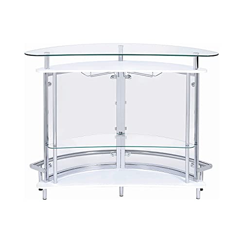 Coaster Home Furnishings Amarillo 2-Tier Bar Unit White and Chrome