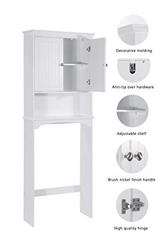 Spirich Over The Toilet Storage Cabinet, Bathroom Shelf Over Toilet, Bathroom Storage Cabinet Organizer, White