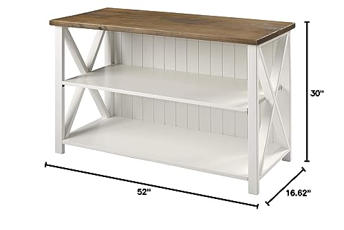 Walker Edison 2 Tier Modern Farmhouse Wood Bookcase Bookshelf Storage Home Office Storage Cabinet, 52 Inch, White