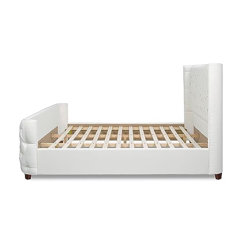 Jennifer Taylor Home Harmonie King Tufted Panel Bed Headboard and Footboard Set, Antique White Polyester