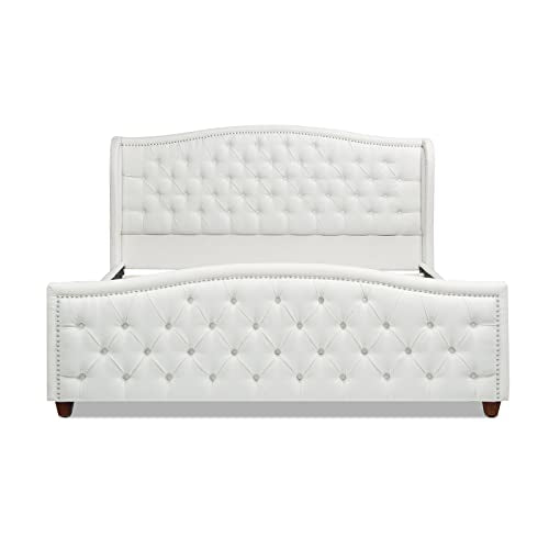 Jennifer Taylor Home Marcella Platform, King, Antique White Polyester