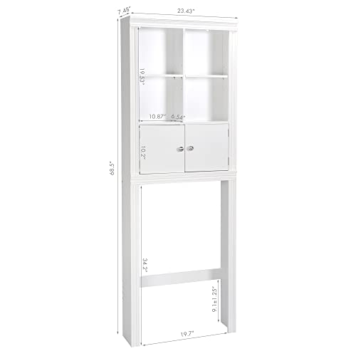 Spirich Over The Toilet Storage Cabinet, Above Toilet Storage Cabinet with Doors, Freestanding Bathroom Space Saver, White